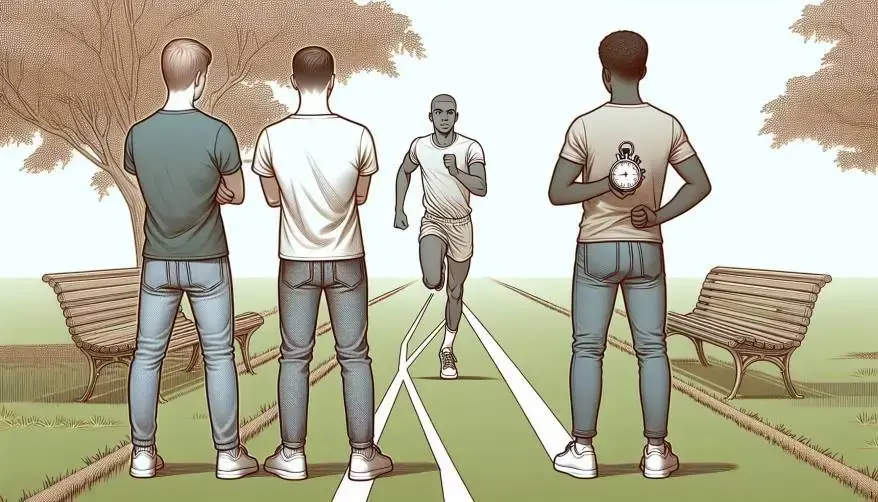 Athelete running in line