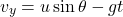 \[v_y=u \sin{\theta}- gt\]
