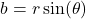\[ b = r \sin(\theta) \]