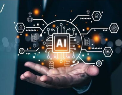 An image of a hand holding an ai icon.