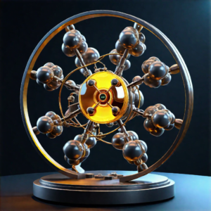 A model of a wheel with balls on it.