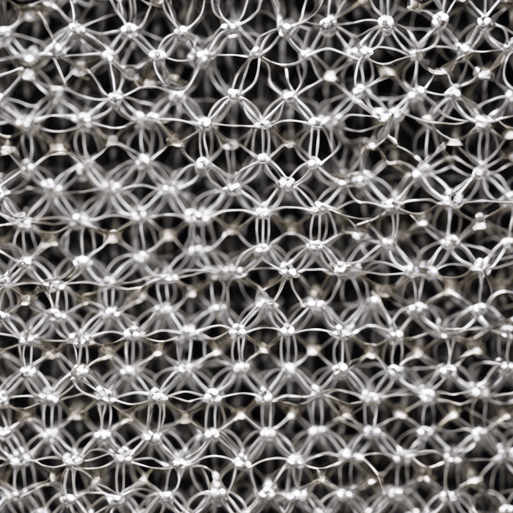 A close up image of a metal mesh.