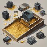 An isometric illustration of an old gold mine that used milk to extract gold from e-waste.
