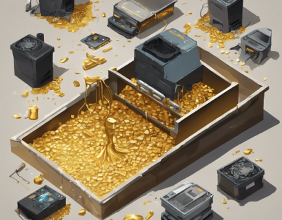 An isometric illustration of an old gold mine that used milk to extract gold from e-waste.