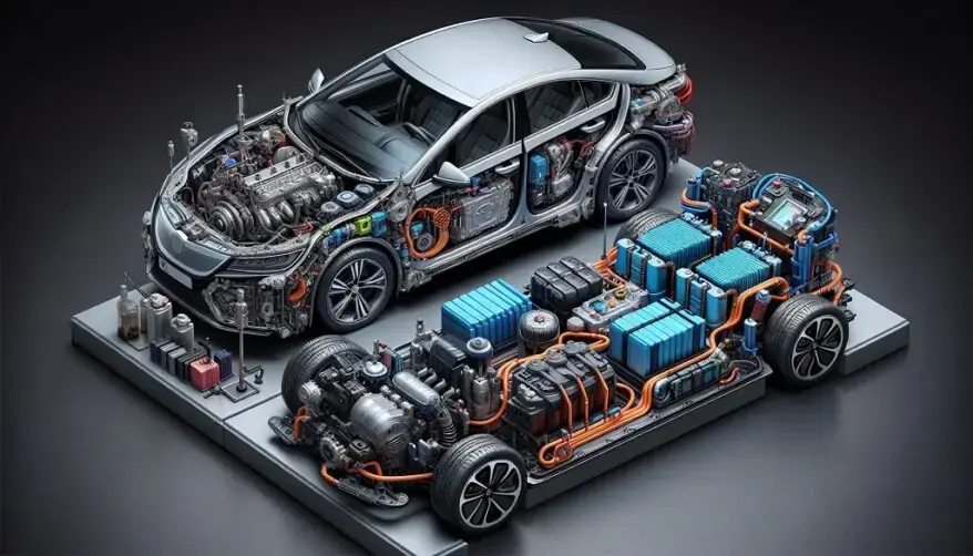 Difference between battery operated vehicle EV and internal combustion engine vehicle ICE