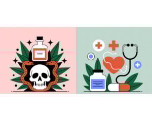 Feature image showing the contrast between poison and medicine, representing the transformation of toxins into therapeutic agents.