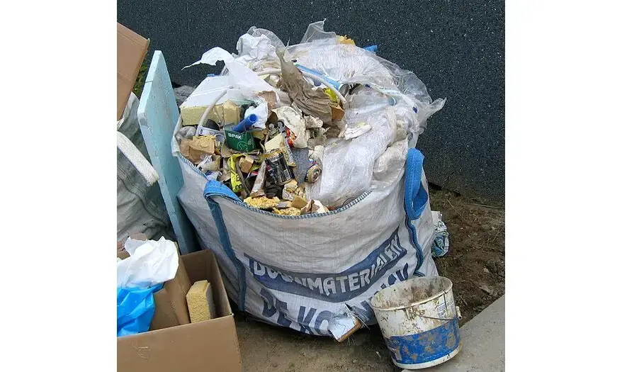 Broken concrete rubble piled at a construction site—an all-too-common sight in discussions of construction waste in India.