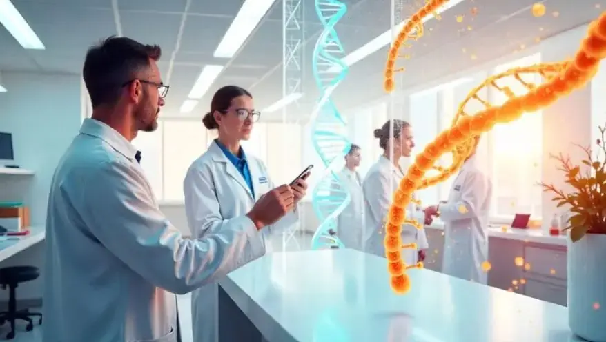 Biomedical Research- Scientists Studying DNA Sequences in a High-Tech Lab