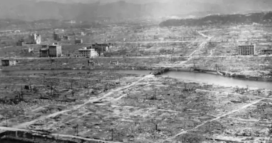 The aftermath of the Hiroshima bombing, a defining moment in historic events in August.