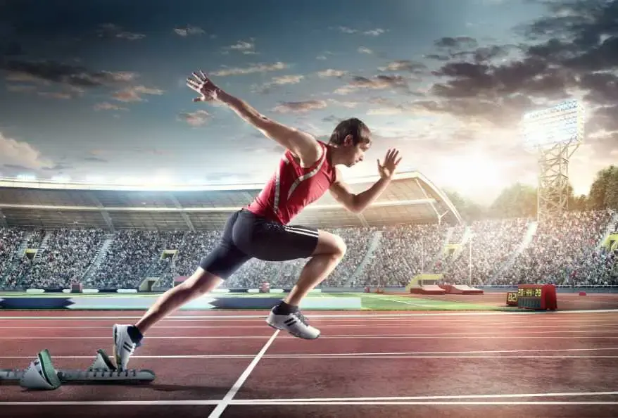 Male athlete sprinting